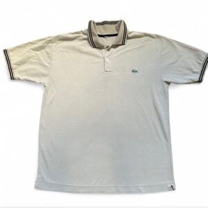 Lacoste Vintage Men Light Green Cotton Striped Polo Shirt